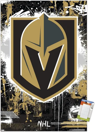 Vista 12 de Trends International NHL Vegas Golden Knights - Póster de pared con logotipo Maximalist 23 Versión enmarcada Barnwood