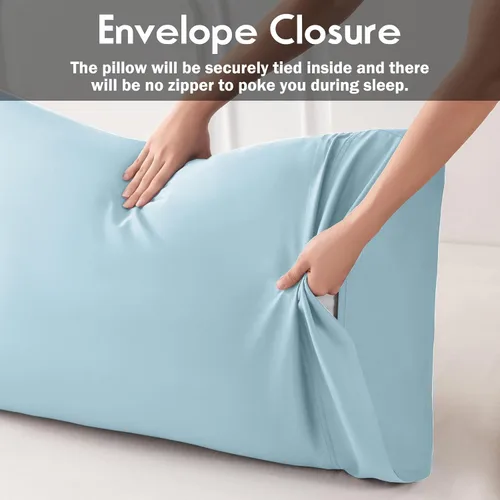 Vista 4 de Fundas de Almohada Tamaño Estándar Paquete de 2, Fundas de Almohada de Viscosa Refrescante con Cierre de Sobre, Fundas de Almohada Frescas