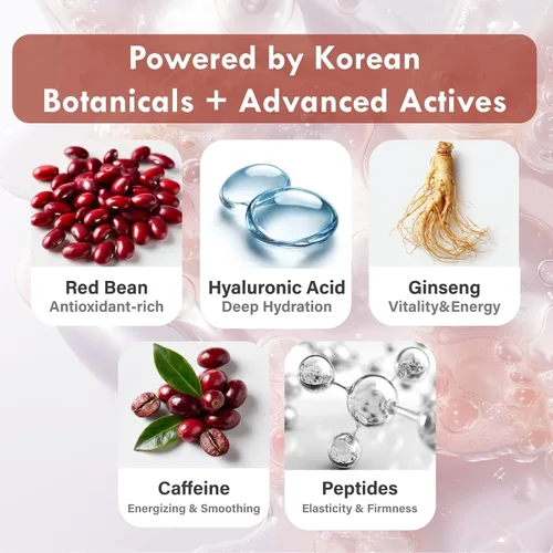 Vista 6 de Loción corporal coreana de frijoles rojos – Hidratante hidratante 24 horas para piel seca con péptidos y ácido hialurónico para pieles suaves
