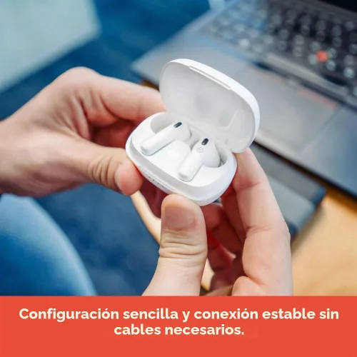 Vista 4 de RadioShack - Auriculares inalámbricos Bluetooth 5.2 ANC IPX5 con batería de 6 horas, color blanco