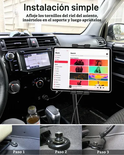 Vista 5 de GDZN - Soporte para tablet de piso de camión y riel de asiento de automóvil