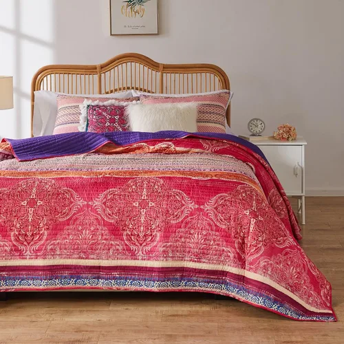 Vista 4 de Greenland Home Fashions Juego de edredón de microfibra cepillada ultrasuave, reversible, 3 piezas, Full/Queen, rosa aurora