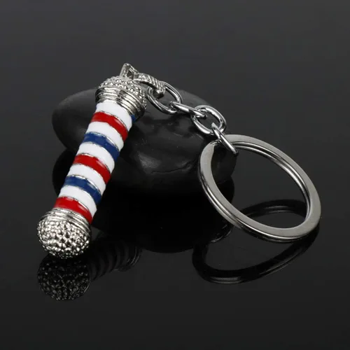 Vista 4 de UKD Hermoso 1X Llavero Barbería Salon Logo Llavero Cierre de Llave Adornos DIY Artesanía Recuerdo Regalo de Cumpleaños Plata Nuevo