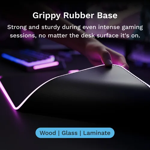 Vista 6 de GLORIOUS Gaming Mouse Pad GMP 2 GLED - XL - 2-Zone RGB Lighting, InfiniGlow RGB Stitchless Edge, Premium Cloth Surface, Grippy Rubber Base