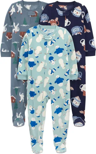 Vista 9 de Simple Joys by Carter's Pijamas de forro polar con pies de ajuste holgado y resistentes a las llamas para bebés varones Zorro azul/cocodrilo