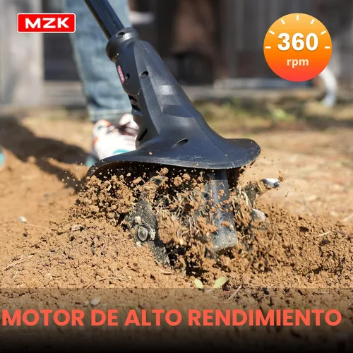 Vista 5 de MZK Cultivador de labrado sin cable de 20V con dientes de acero, cultivador de jardín de 8 pulgadas de ancho con batería, cultivador eléctrico