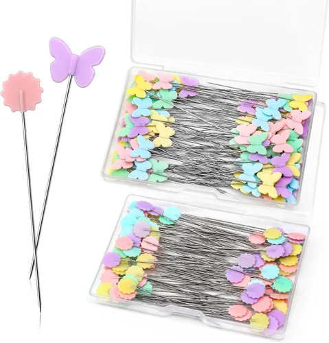 Vista 10 de Fteven - Kit de alfileres de cabeza plana con pincel de erizo, gran alfiletero con caja de almacenamiento transparente y alfileres para acolchado