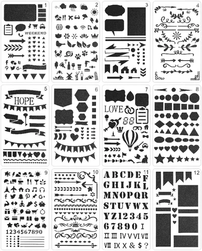 Vista 10 de Mr. Pen - Juego de plantillas para diario bíblico, 4.2 x 7 pulgadas, 14 hojas Plastic Stencils for Bible Study, Journals, Planners, Scrapbooking