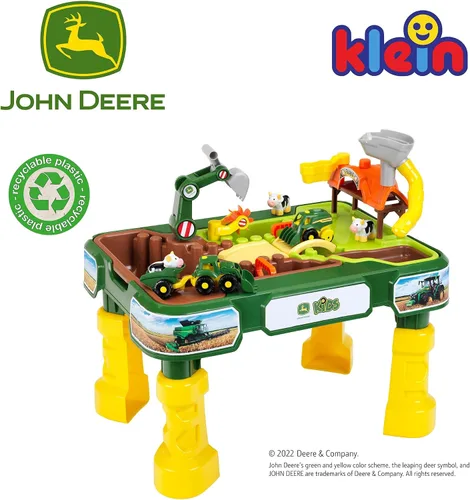 Vista 5 de Klein John Deere: Mesa de granja y agua - Mesa de juego 2 en 1 para niños, a partir de 3 años