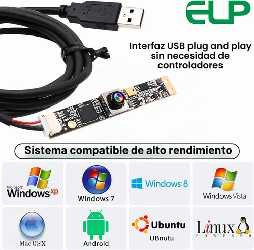 Vista 6 de ELP Cámara USB de enfoque automático de 16 MP con micrófono para computadora Mini UVC USB2.0 Lightburn Cámara Micro USB Seguridad PC Módulo de Lente
