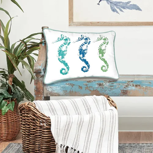 Vista 6 de C&F Home Three Seahorses Trio - Almohada lumbar de mezcla de algodón, 12 x
