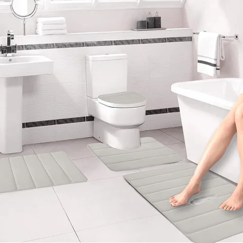 Vista 5 de Bathroom Rugs for 3 Pieces, Memory Foam Bath Mat Set, Universal Toilet Mats, Soft Comfortable, Water Absorption, Non-Slip, Thick, Machine Washable