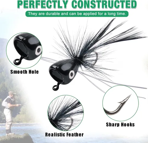 Vista 3 de Kit de señuelos para pesca con mosca, moscas para pesca con mosca seca, moscas de pesca con mosca superior, panfish Bluegill Popper Bait Bug
