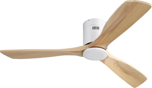 Vista 16 de CACI Mall Ventiladores de techo inteligentes de madera de 52 pulgadas con luces y control remoto, 3 cuchillas, perfil bajo, moderno, compatible
