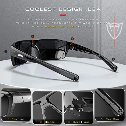 Vista 4 de ATTCL - Gafas de sol polarizadas para hombres - Gafas deportivas de pesca 100% protección UV