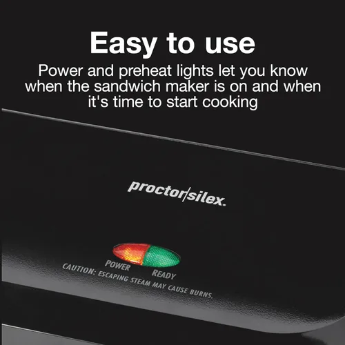 Vista 6 de Prensa y parrilla PS PANINI 70 sq. in. Cooking Surface Easy-Clean PFAS-Free Nonstick Grids Compact Upright Storage Indicator Lights Black