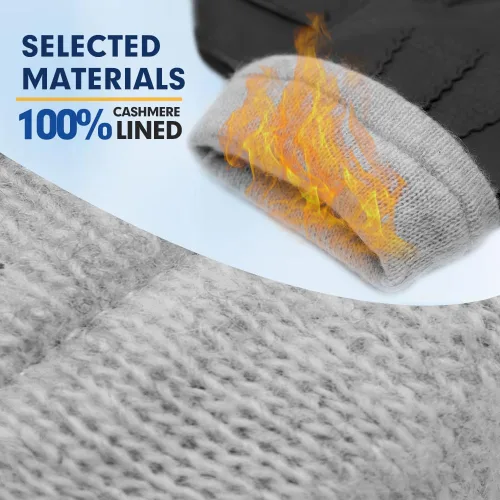 Vista 8 de MGGMOKAY Guantes de cuero para hombre, guantes de piel de ciervo suave con forro de cachemira