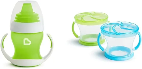Vista 13 de Munchkin® Gentle™ Transition Sippy Trainer - Tazón de 4 onzas, paquete de 2, cuencos de succión azules y Stay Put™ para bebés y niños pequeños