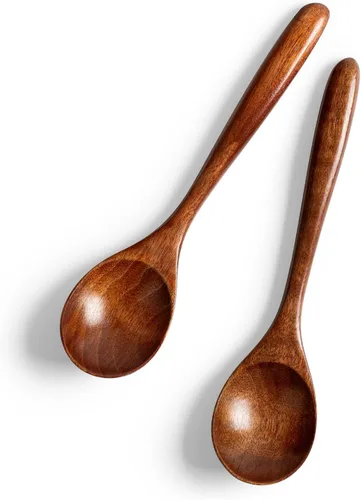 Vista 13 de 2 PCS Cucharas de Madera para Miel, Cucharas de Madera Pequeñas de 6.7 Pulgadas - Excelentes para Té, Café y Sopa, Pequeño Juego de Cucharas de Mesa