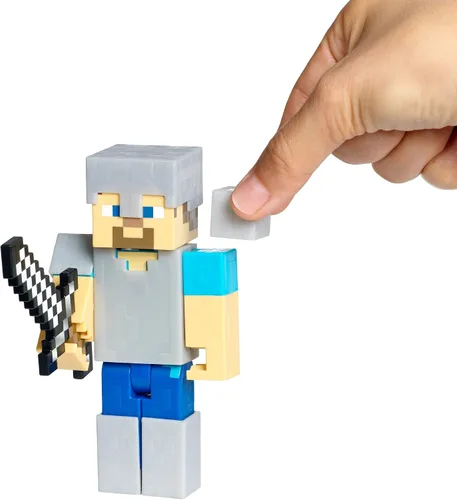 Vista 4 de Minecraft, Steve con la Serie Armor Iron, 4 Figuras de Acción.