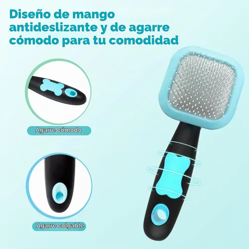 Vista 4 de Cepillo Slicker, cepillo para perros con pinzas de limpieza suave para eliminar el pelo suelto, cepillo para perros pequeños, cachorros, yorkies