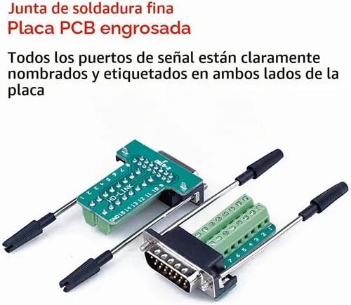 Vista 2 de Adaptador macho de terminal DB15 sin soldadura RS232 a 15 pines