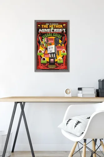 Vista 6 de Trends International Minecraft - Póster de The Nether Wall, 14.725 x 22.375 pulgadas, versión enmarcada de madera de granero