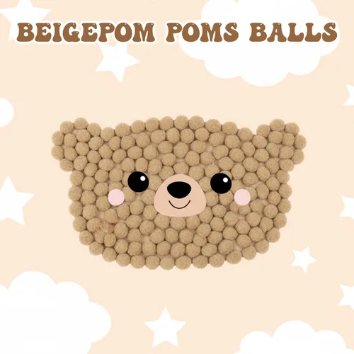 Vista 4 de Blulu 500 pompones de polipropileno de 0.5 pulgadas para hacer manualidades, pequeñas bolas de pompones para decoración de manualidades (beige)