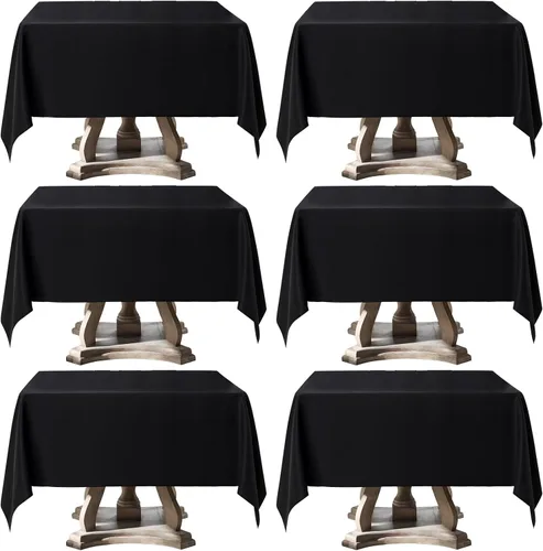 Vista 29 de Mantel Cuadrado 52 x 52 Pulgadas Manteles Negros Resistente a Manchas y Arrugas Lavable de Poliéster para Fiestas, Buffets y Bodas Mantel