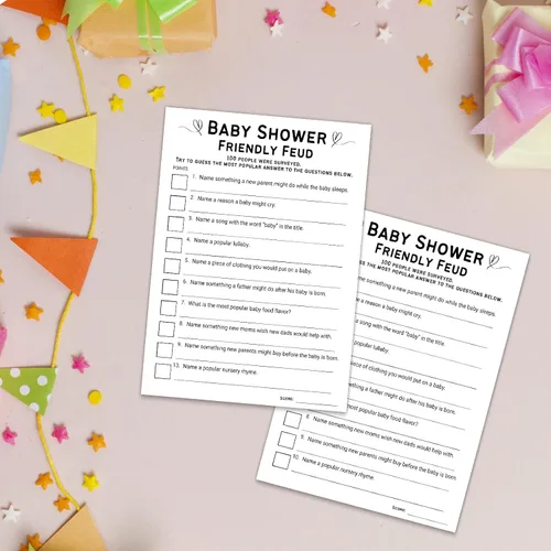 Vista 4 de Kihraw Juegos de baby shower, 50 tarjetas de juego de peleas aptas para baby shower, género neutro, minimalista