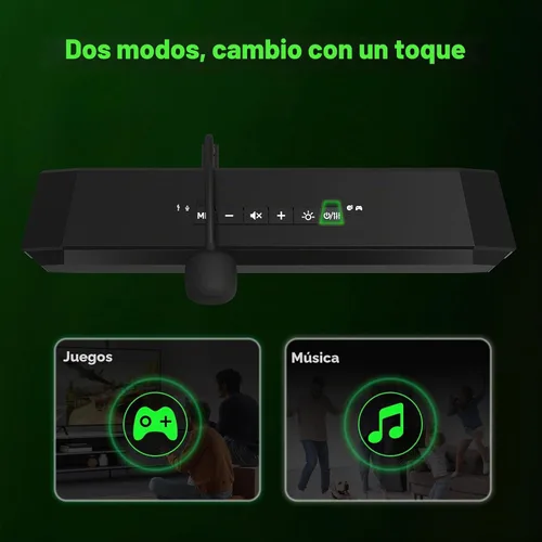 Vista 4 de INGA - Altavoces para computadora con micrófono, modos de juego y música