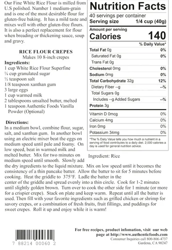 Vista 3 de Authentic Foods Harina de Arroz Blanco Superfina - 3 libras