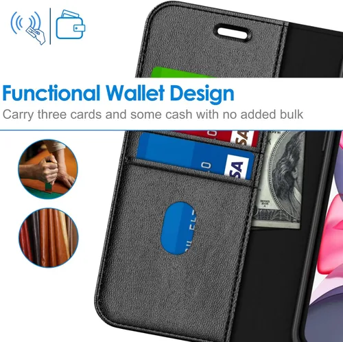 Vista 3 de JETech Funda tipo cartera para iPhone 11 de 6.1 pulgadas, a prueba de golpes, de piel sintética, magnética, con tarjetero y función de soporte, Negro