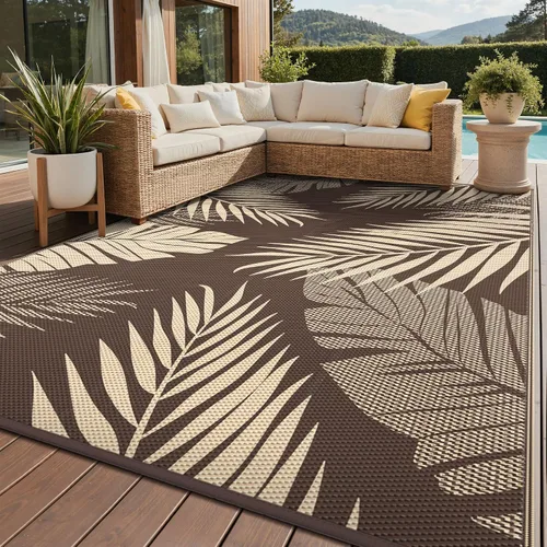 Vista 10 de GENIMO - Alfombra para exteriores de 6 x 9 pies, para patio, espacios amplios, reversible, de pajillas de plástico, alfombra impermeable para Azul