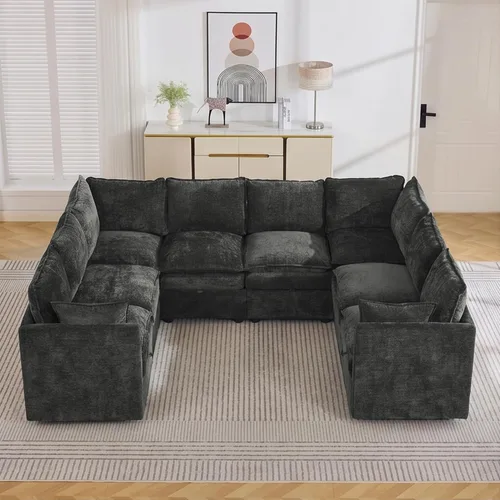 Vista 42 de Otomana cuadrada grande de 27 pulgadas con almacenamiento, reposapiés tapizado moderno con patas antideslizantes para sofá, mesa de café, sala