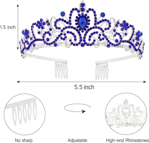 Vista 6 de Velscrun Tiara - Corona de Reina de Cumpleaños con Diamantes de Imitación y Banda Tiara de cumpleaños 27