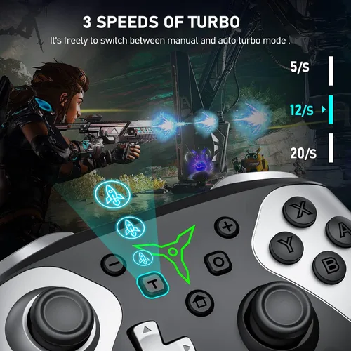 Vista 3 de Controladores de interruptor, controlador inalámbrico Switch Pro compatible con Nintendo SwitchLiteOLED, repuesto para controlador Nintendo Switch