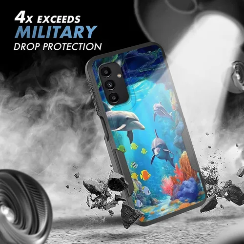 Vista 286 de Funda para Galaxy A14 5G, resistente de doble capa híbrida de policarbonato duro, goma suave, a prueba de golpes, funda protectora resistente