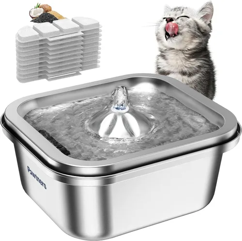 Vista 10 de Fuente de agua para gatos sin bombeo, dispensador de agua automático inalámbrico para gatos y perros, 108 oz/3.2 L, fuente Pawtners Pet