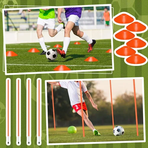 Vista 7 de JellyArch Equipo de entrenamiento de agilidad, entrenamiento de velocidad de fútbol, incluye 4 bastones de agilidad de fútbol ajustables, 4