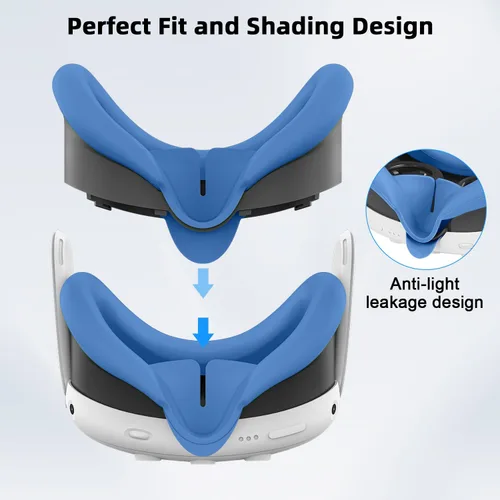 Vista 3 de Relohas Deluxe 5 in 1 Silicone Accessories for Meta Quest 3, VR Protective Case Set for Oculus Quest 3, Controller Grip Cover, VR Shell Cover, Face
