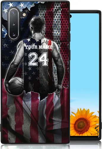 Vista 3 de Funda de goma personalizada con nombre del jugador de baloncesto con nombre de la bandera de Estados Unidos para iPhone 16, 15, 14, 11, 12, 13, XR