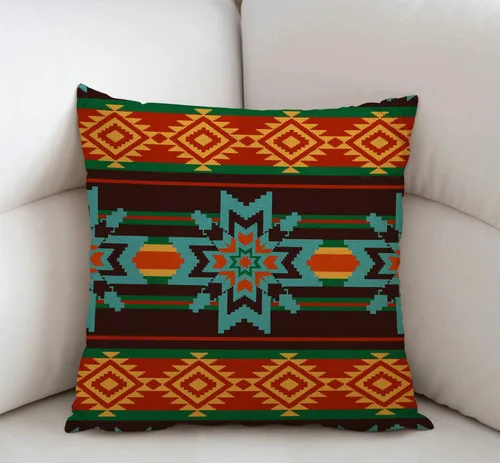 Vista 2 de Swono Funda de Almohada Decorativa con Patrón Étnico Abstracto Estampado del Suroeste Funda de Cojín Estilo Granja para Sofá Sillón 18x18 Pulgadas