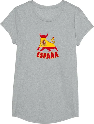 Vista 105 de Spain Espana with Bull and National Flag/Present T-Shirt Asphalt Grey