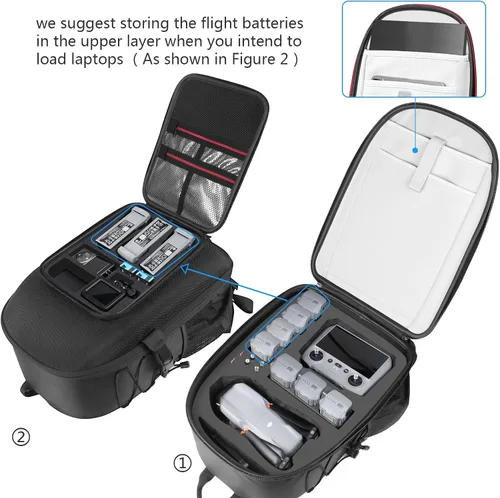 Vista 6 de Smatree Mochila profesional para DJI Air 3, funda rígida impermeable para DJI Air 3 Fly More Combo/RC 2 y accesorios