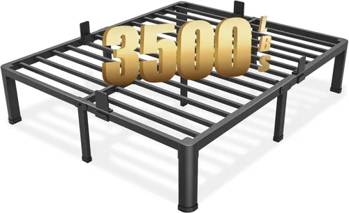 Vista 8 de FUIOBYVV Marcos de Cama Individual con Patas de Esquinas Redondeadas, 14 Pulgadas de Alto, 3500 Libras, Marco de Cama de Plataforma de Metal Extra