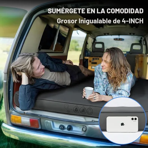 Vista 2 de Hikenture - Almohadilla para dormir autoinflable extra gruesa doble, colchón de campamento de 9.5 R para 2 personas, almohadilla de camping de Gris