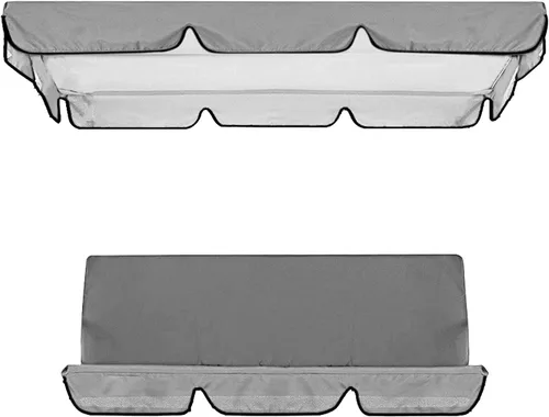 Vista 3 de Gazechimp Columpio de jardín, 3 asientos, columpio, toldos, funda de cojín para asiento de patio, hamaca de repuesto impermeable, color gris