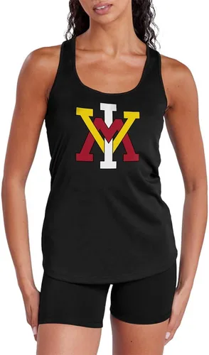 Vista 401 de Camiseta deportiva sin mangas oficial de NCAA Collegiate para mujer, con espalda cruzada, colección con logotipo primario
