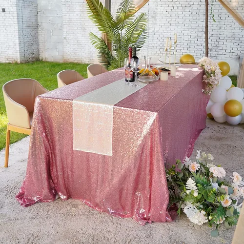 Vista 77 de Mantel de lentejuelas de 60 x 102 pulgadas, azul bebé, para boda, fiesta, despedida de soltera, rectangular